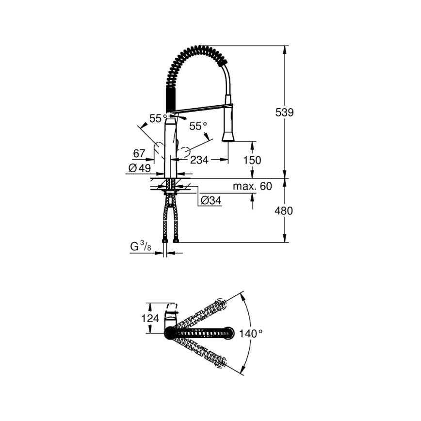 GROHE 31379000 - Kuhinjska pipa K7 G12” sijajni krom