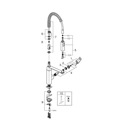 GROHE 31395000 - Kuhinjska armatura EUROCUBE 547 mm, sijajni krom