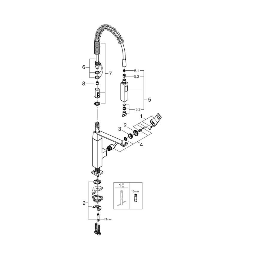 GROHE 31395000 - Kuhinjska armatura EUROCUBE 547 mm, sijajni krom