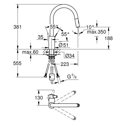 GROHE 31481001 - Kuhinjska pipa EUROSMART COSMOPOLITAN sijajni krom