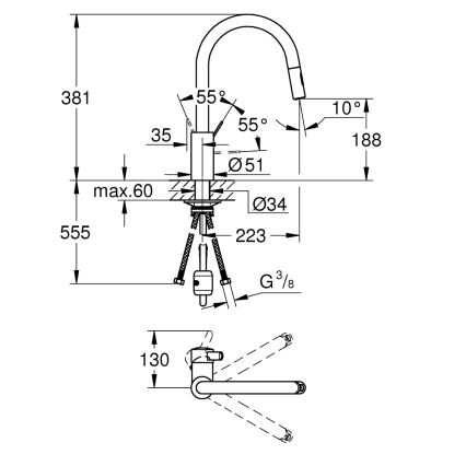 GROHE 31481001 - Kuhinjska pipa EUROSMART COSMOPOLITAN sijajni krom