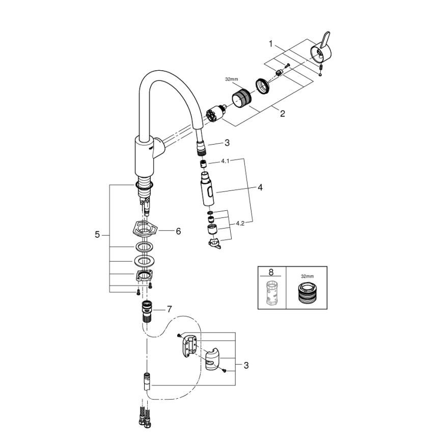 GROHE 31481001 - Kuhinjska pipa EUROSMART COSMOPOLITAN sijajni krom