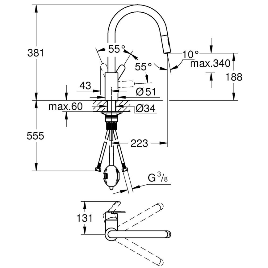 GROHE 31484001 - Kuhinjska armatura GET, sijajni krom