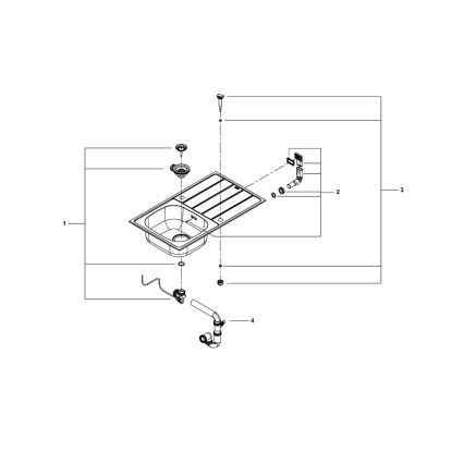GROHE 31562SD1 - Komplet kuhinjskega pomivalnega korita in armature BAU 860 x 500 mm nerjaveče jeklo