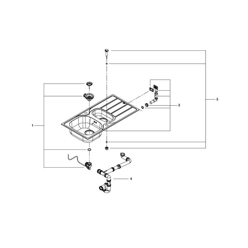 GROHE 31564SD1 - Pomivalno korito K200 965 × 500 mm iz nerjavečega jekla