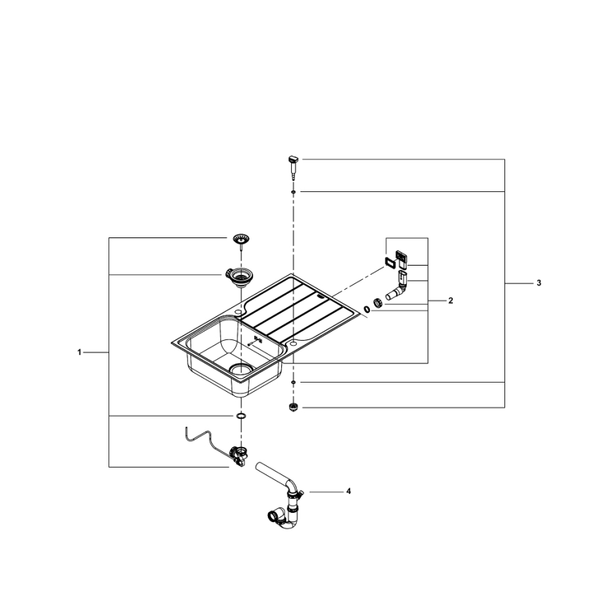 GROHE 31573SD1 - Komplet kuhinjskega pomivalnika K500 z ocedilom in pipo A 86×50 cm iz nerjavečega jekla