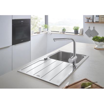 GROHE 31573SD1 - Komplet kuhinjskega pomivalnika K500 z ocedilom in pipo A 86×50 cm iz nerjavečega jekla