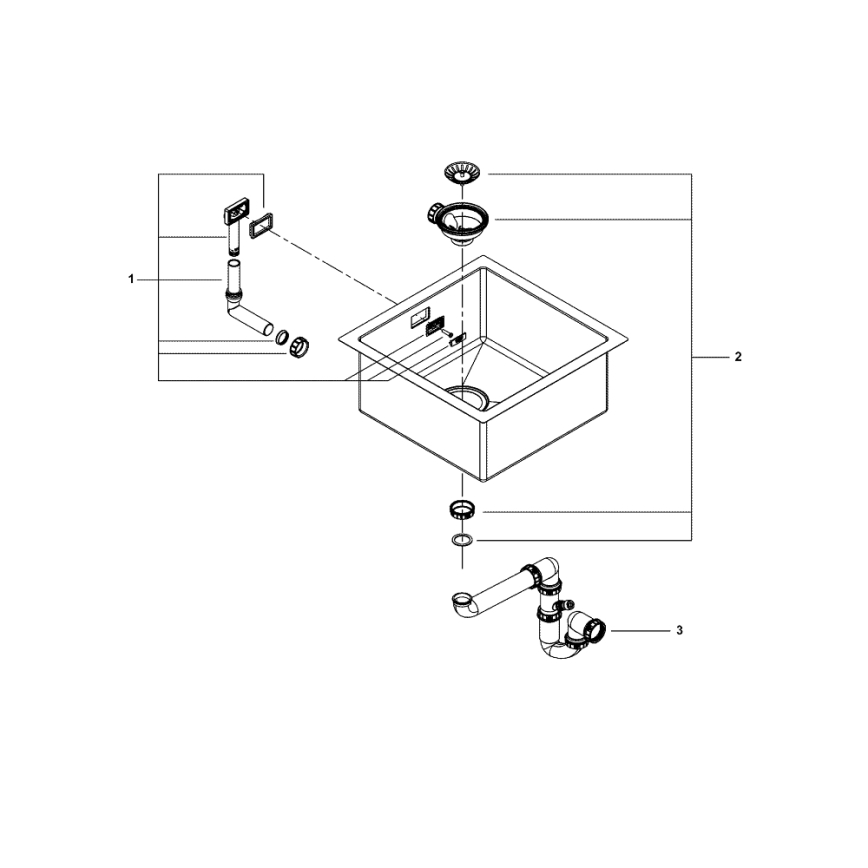 GROHE 31578SD1 - Pomivalno korito K700 464 x 464 x 200 iz nerjavečega jekla