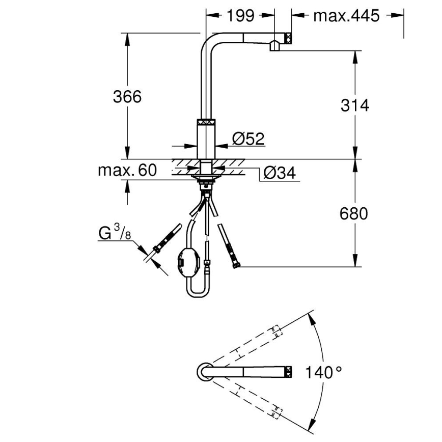 GROHE 31613DC0 - Kuhinjska pipa A SmartControl iz nerjavečega jekla