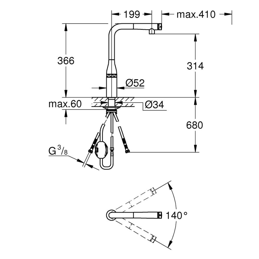 GROHE 31615000 - Kuhinjska pipa ESSENCE SMARTCONTROL 366 mm sijajni krom