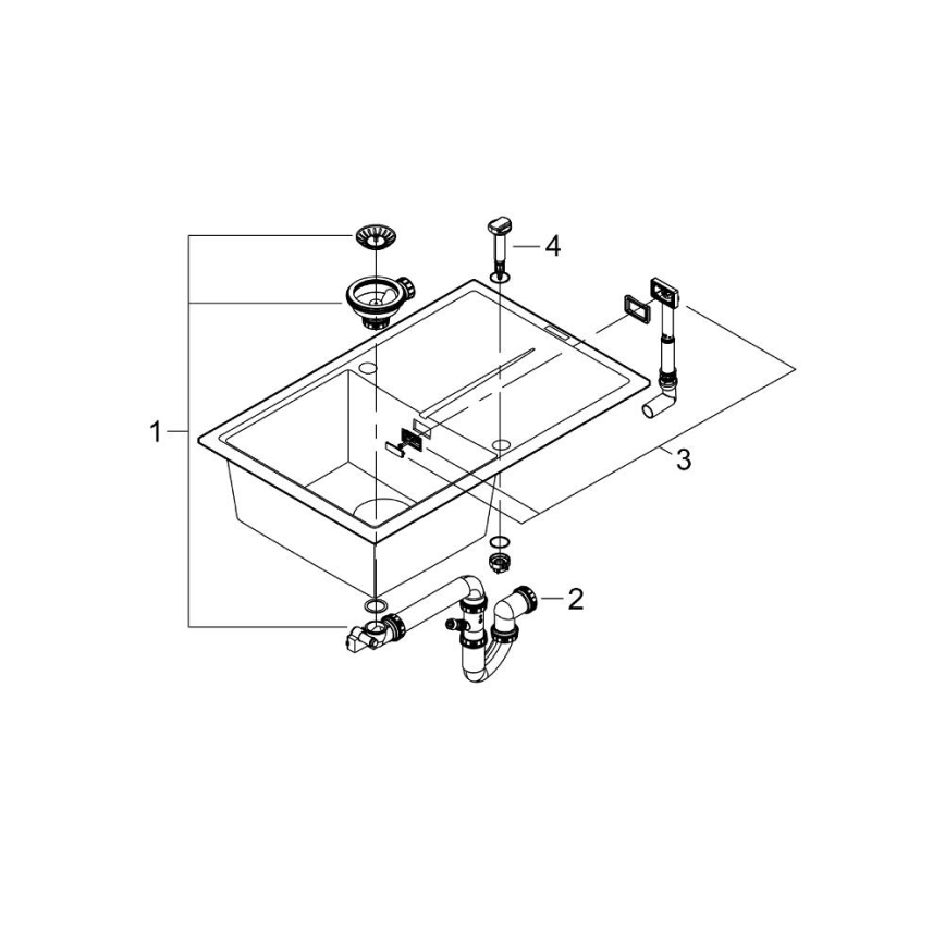 GROHE 31639AP0 - Pomivalno korito K400 780 × 500 mm kamen/črna