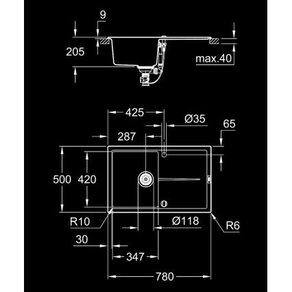 GROHE 31639AP0 - Pomivalno korito K400 780 × 500 mm kamen/črna