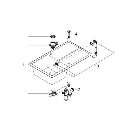 GROHE 31640AP0 - Kompozitno pomivalno korito K400 860 × 500 mm granit/črna
