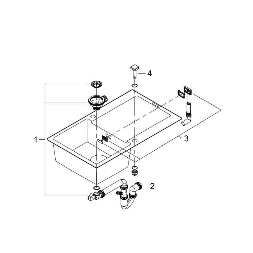 GROHE 31644AP0 - Pomivalno korito K500 860 × 500 mm granit/črna