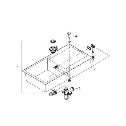 GROHE 31645AP0 - Kompozitno pomivalno korito K500 1000 × 500 mm črna