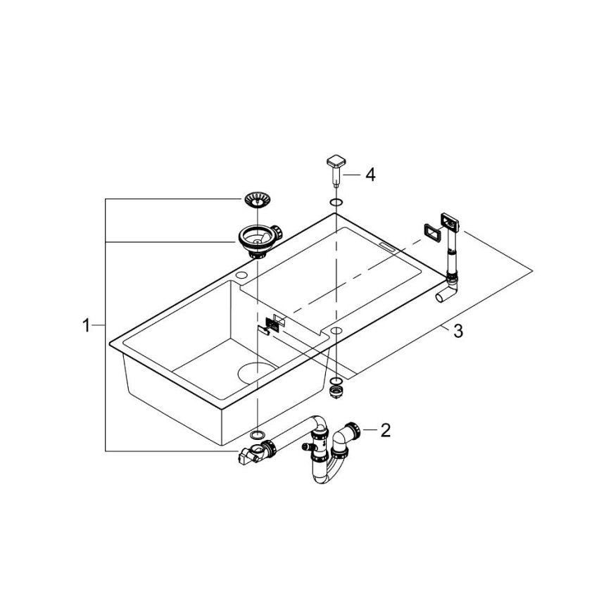 GROHE 31645AP0 - Kompozitno pomivalno korito K500 1000 × 500 mm črna