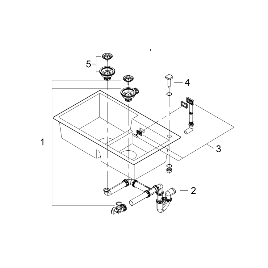 GROHE 31649AP0 - Pomivalno korito K500 860 × 500 mm granit/črna