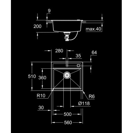GROHE 31651AP0 - Kompozitno pomivalno korito K700 560 × 510 mm črna