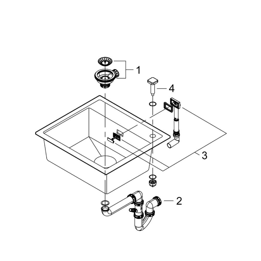 GROHE 31651AP0 - Kuhinjsko pomivalno korito K700 560 × 510 mm granit/črna