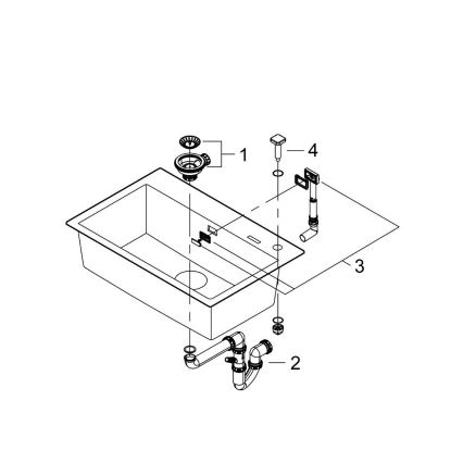 GROHE 31652AP0 - Kompozitno kuhinjsko korito K700 780 × 510 mm granit/črna