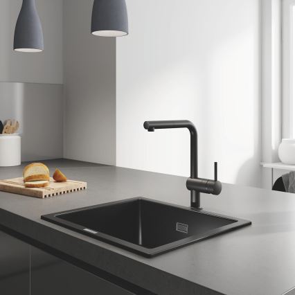 GROHE 31654AP0 - Pomivalno korito K700U 533 × 457 mm črni granit/črna
