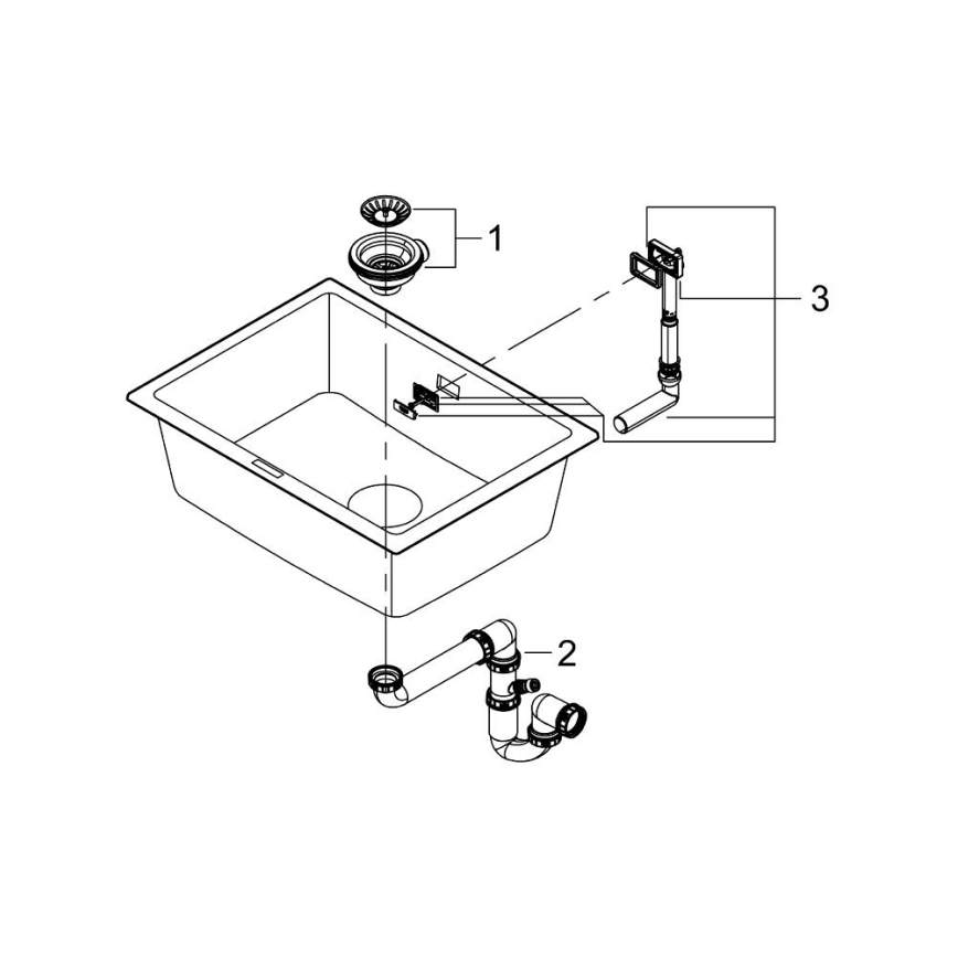 GROHE 31655AP0 - Pomivalno korito K700U 610 × 460 mm črni kamen/črna