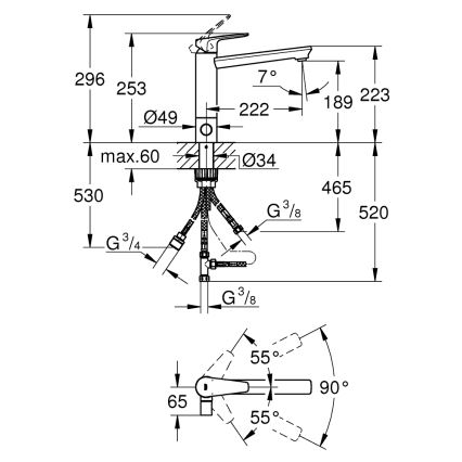 GROHE 31696000 - Pomivalna pipa BAUEDGE, sijajni krom