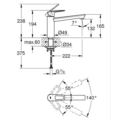 GROHE 31706000 - Kuhinjska armatura BAULOOP sijajni krom