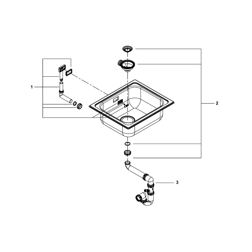 GROHE 31719SD0 - Pomivalno korito K200 533 × 457 mm iz nerjavečega jekla