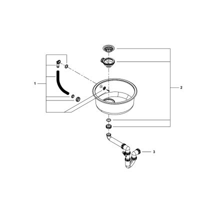 GROHE 31720SD0 - Pomivalno korito K200 440 x 440 x 180 nerjaveče jeklo