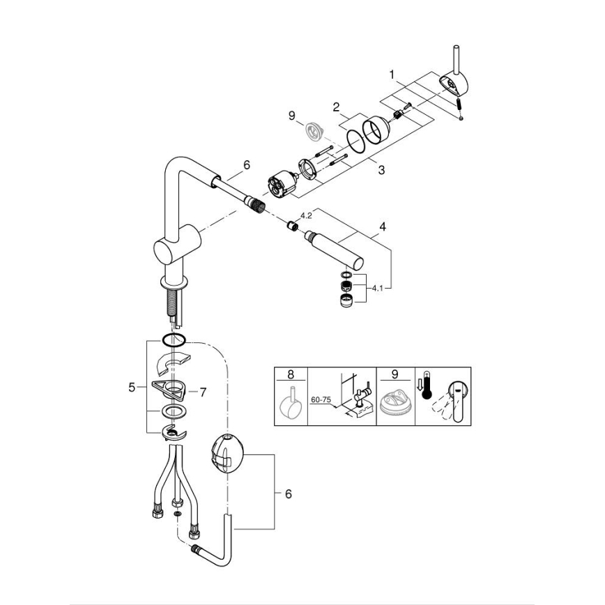 GROHE 32168DC0 - Pomivalna pipa A, nerjaveče jeklo