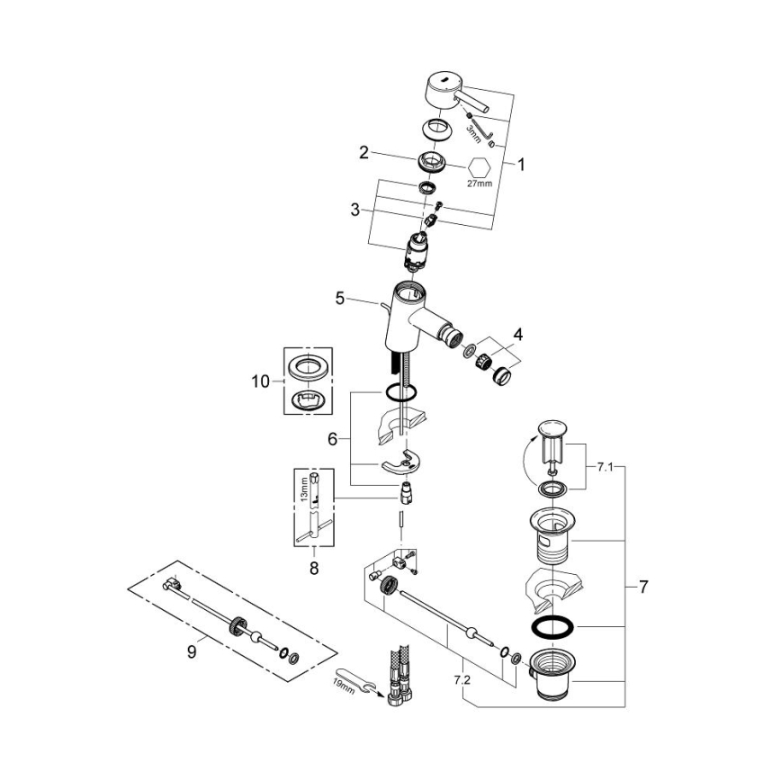 GROHE 32208001 - Armatura za bide CONCETTO DN 15 poliran krom