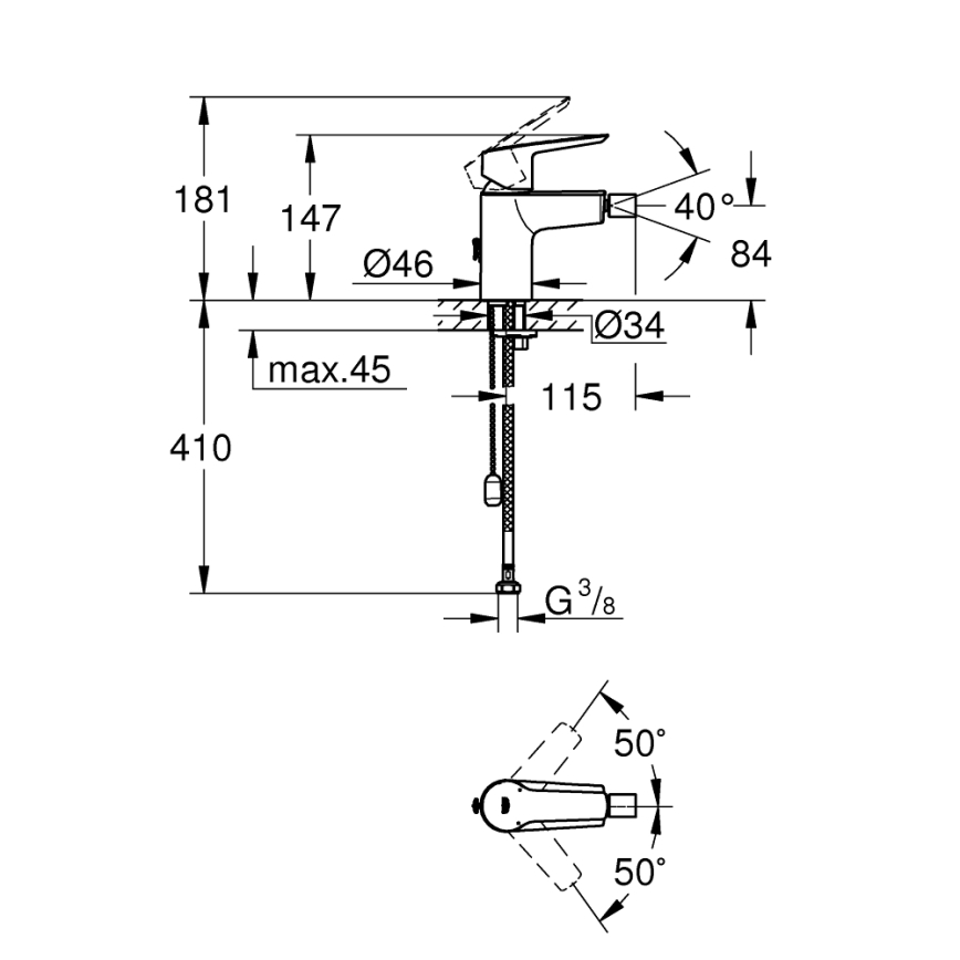 GROHE 32281002 - pipa za bide START S, sijajni krom