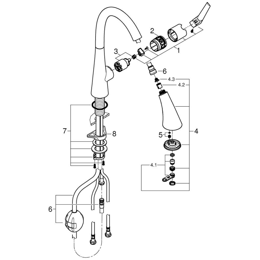 GROHE 32294002 - Kuhinjska pipa ZEDRA 401 mm, sijajni krom