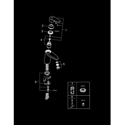 GROHE 3246920E - Pipa za umivalnik EURODISC COSMOPOLITAN velikost S krom