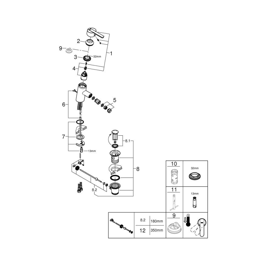 GROHE 32558000 - Pipa za bide FEEL DN 15 sijajni krom