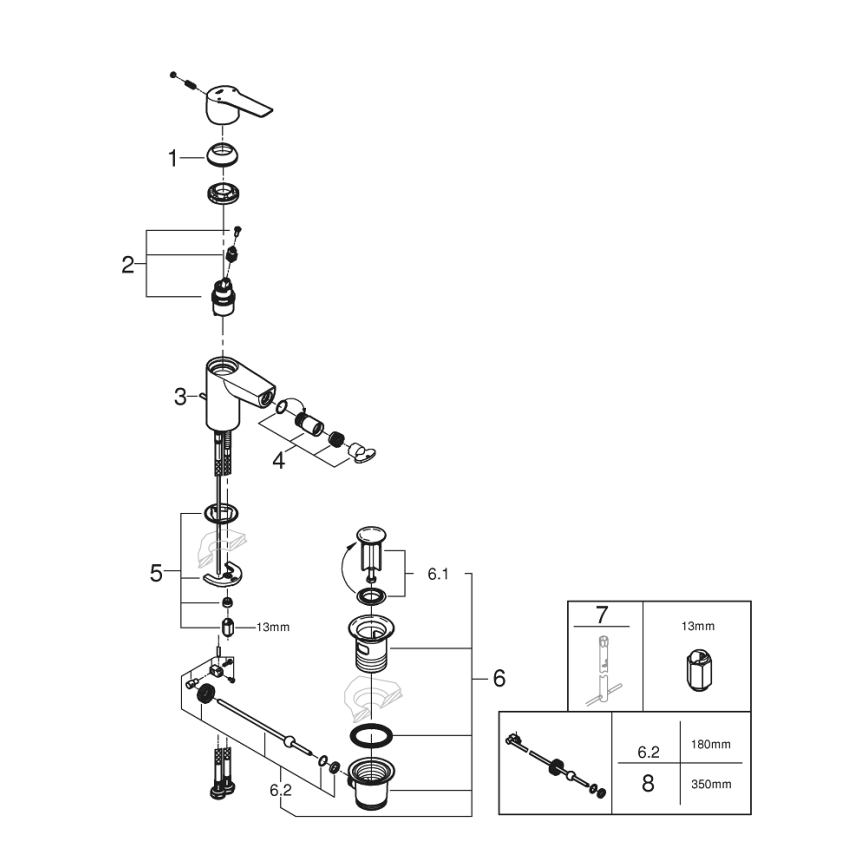 GROHE 325602432 - Pipa za bide START, velikost S, črna