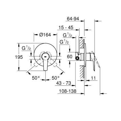 GROHE 32590002 - tuš mešalnik START, sijajni krom