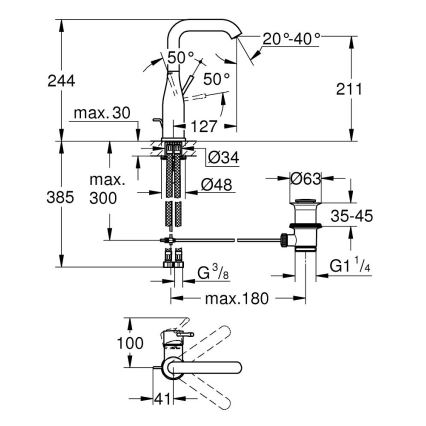 GROHE 32628AL1 - Umivalniška armatura ESSENCE, velikost L, grafit