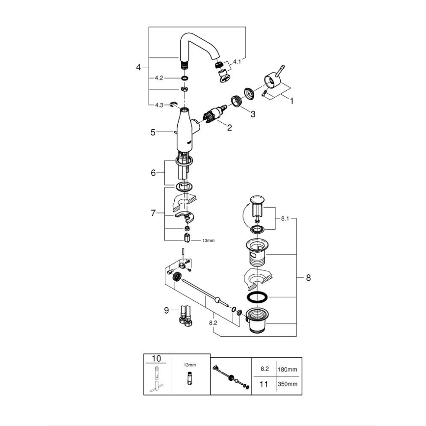 GROHE 32628DL1 - Armatura za umivalnik ESSENCE, velikost L, bronasta