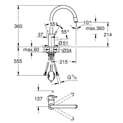 GROHE 32663003 - Kuhinjska pipa CONCETTO 360 mm sijajni krom