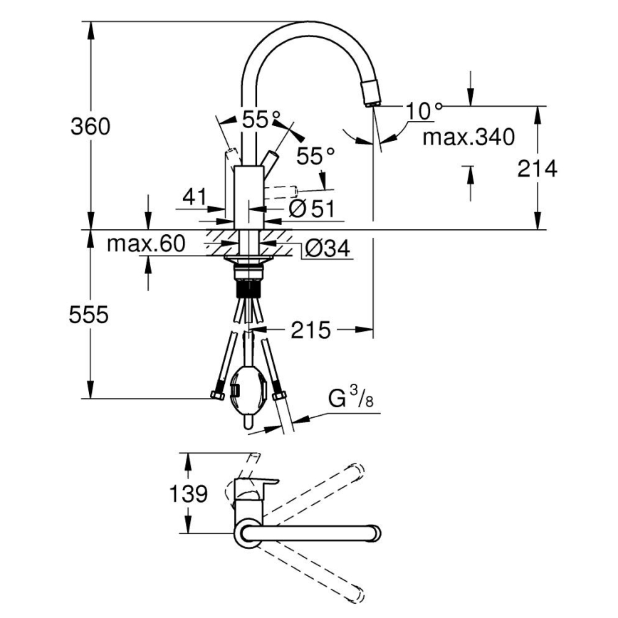 GROHE 32671002 - Kuhinjska armatura FEEL, sijajni krom