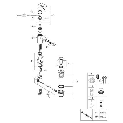 GROHE 32839000 - Pipa za bide EUROSMART COSMOPOLITAN, velikost S, sijajni krom