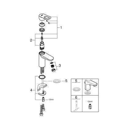 GROHE 32854000 - Mešalnik za umivalnik BAULOOP, sijajni krom