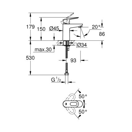 GROHE 32854000 - Mešalnik za umivalnik BAULOOP, sijajni krom