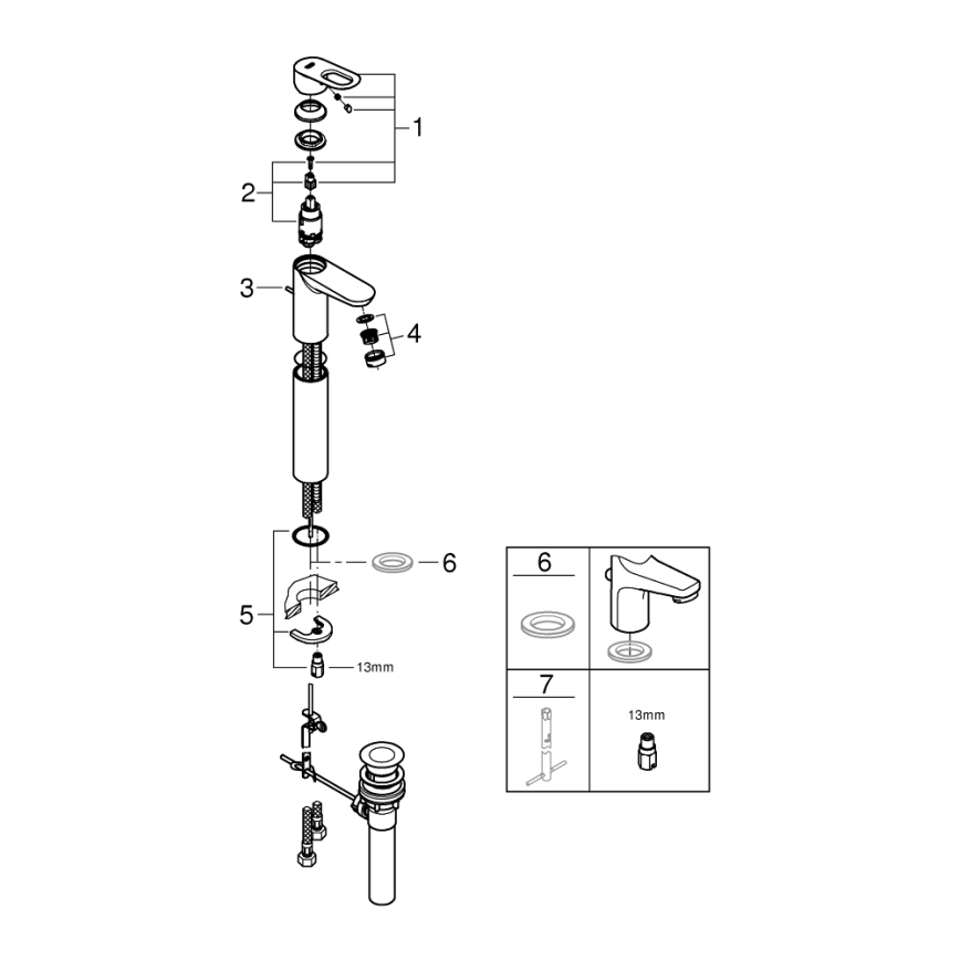 GROHE 32856000 - Umivalniška baterija BAULOOP 12” sijajni krom