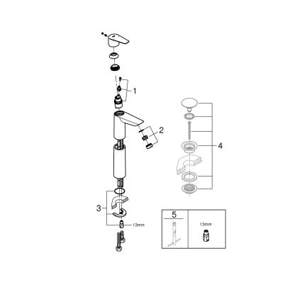 GROHE 32860001 - Baterija za umivalnik BAUEDGE 304 mm sijajni krom