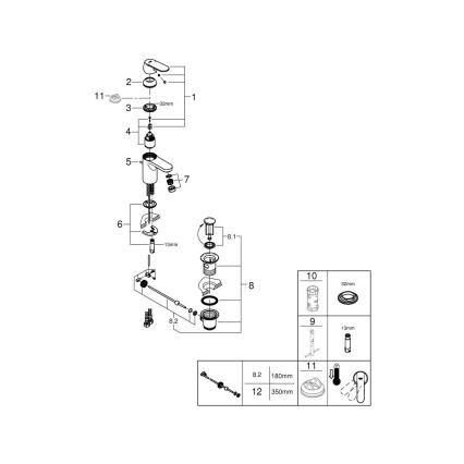GROHE 32883000 - Pipa za umivalnik GET, velikost S, sijajni krom