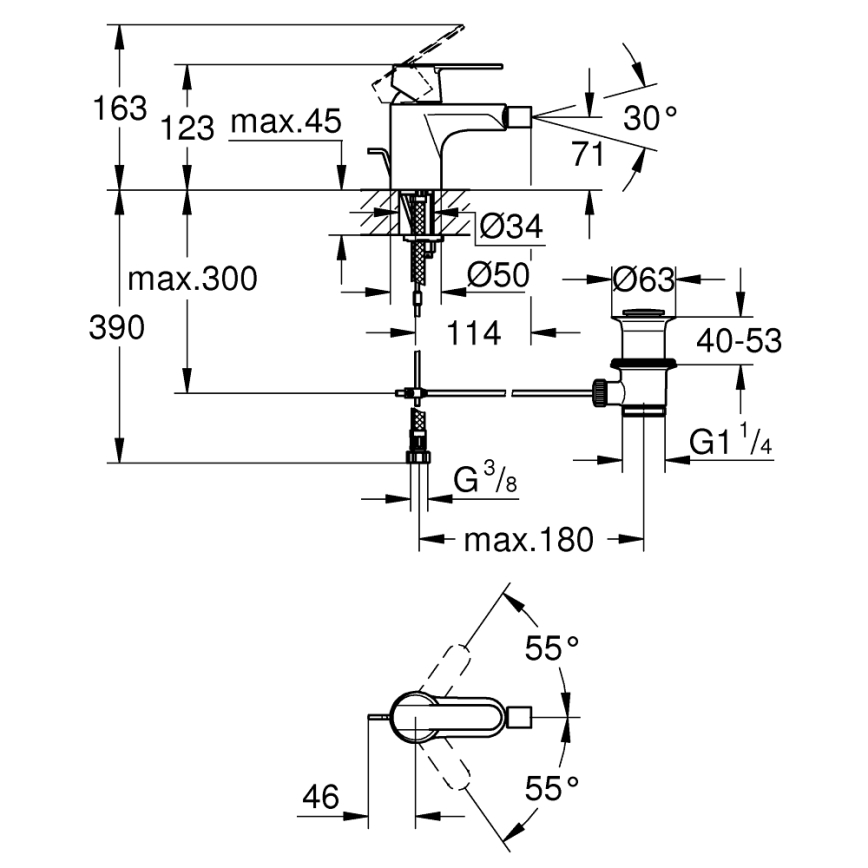 GROHE 32885000 - Pipa za bide GET DN 15, sijajni krom