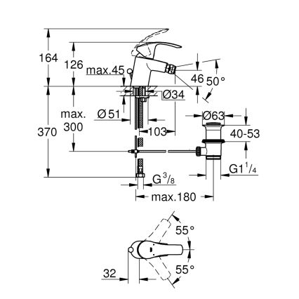 GROHE 32929002 - Bide baterija EUROSMART, velikost S, sijajni krom
